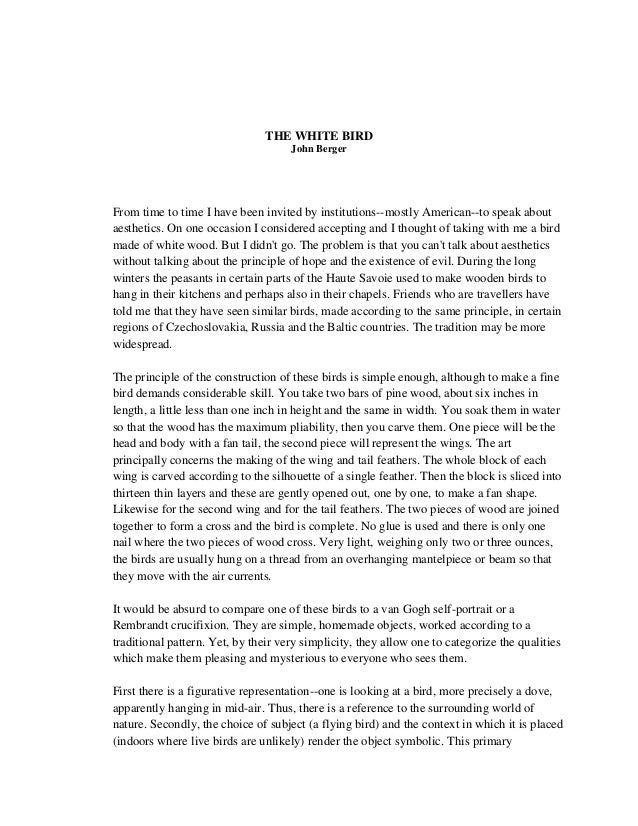 john berger the white bird essay
